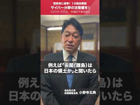【1分国会解説】#小野寺五典 政調会長を直撃「サイバー分野の法整備を!」