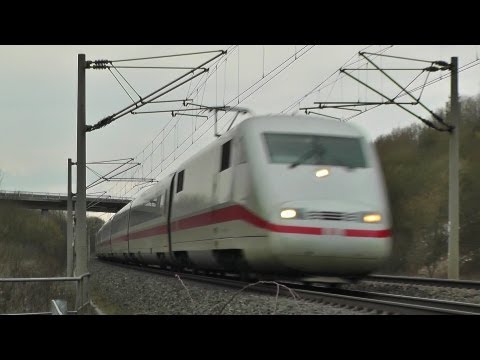 ice - 250 km/h - normale Geschwindigkeit auf der Schnellfahrstrecke (SFS) zwischen Hannover und Göttingen. Unterwegs sind hier InterCity-Express und InterCity, sie...