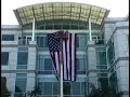 United States flag outside of the Apple Campus