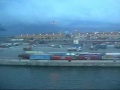 arrivo a genova,all'alba...il porto visto da bordo nave.
