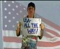 Stanley is cheering for U. S. A.