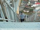 Climbing the bridge steps