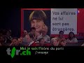 quatri�me morceau de notre karaok� d�di� aux conseillers f�d�raux candidats � leur propre succession le 12 d�cembre prochain . le clip de la semaine est consacr� � la pr�sidente de la conf�d�ration, micheline calmy-rey. plus de vid�os: http://www.tsrvideo.ch