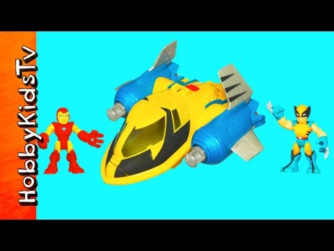 Iron Man Wolverine Rescue Jet Playskool Heros Marvel Super Hero Adventures by HobbyKidsTV