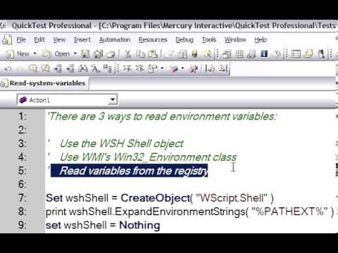 how to define environment variable in qtp