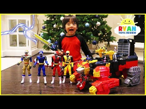 Ryan unlocks the Biggest Power Rangers Ninja Steel Surprise Toys Ever!!!
