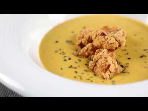 南瓜濃湯佐鹹酥雞