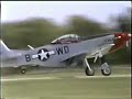 P-51 Mustang takeoff, flyby, landing and shutdown