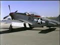 P-51 Mustang takeoff, flyby, landing and shutdown