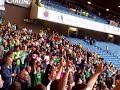 Hibs fans signing we shall not be moved at ibrox vs rangers