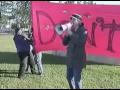 Right Wing Caricature Gets Physical at Cindy Sheehan Rally