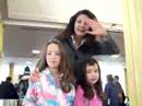 sophie and nicole with wonder woman at the airport, she is so nice