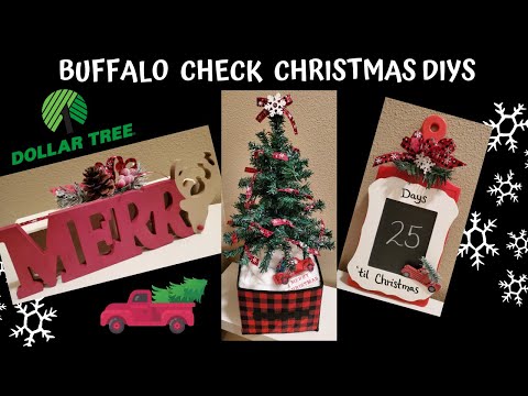 Dollar Tree DIY Buffalo Check Farmhouse Christmas Decor | Friend Friday Hop