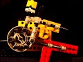 Detailed view of working clock escapement made with Lego; semi-free pendulum; part of series W1 thru W12.