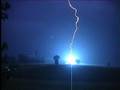 Lightning striking power pole