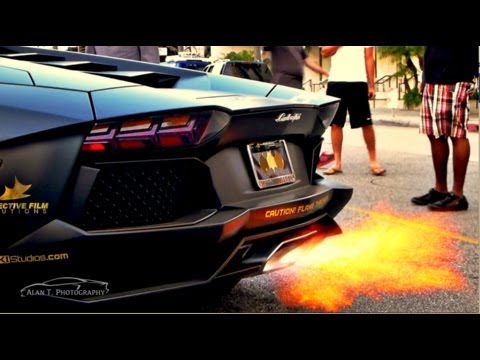 Lamborghini Aventador SHOOTING FLAMES! HUGE REVS and Loud IPE Innotech Exhaust Gold Rush Rally 5