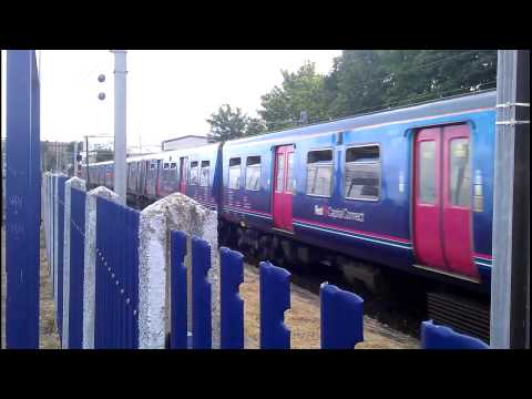 HORNSEY - Trains seen at Hornsey Station in North London. Hornsey railway station is a suburban railway station located in Haringey, north London. It is in Travelcard ...