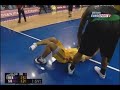 www.SeriousUps.com Shows You How to Dunk Like The Pros. Check it out Now. Guy goes for the dunk in a Euroleague game and the defender runs underneath him, when he lands he mashes his ankle so bad. Not for the weak!