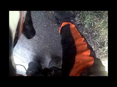 Motorcycle accident on the road icey [HELMETCAM]