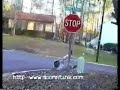 Robbie jumps into a stop sign Robbie jumps into a stop sign