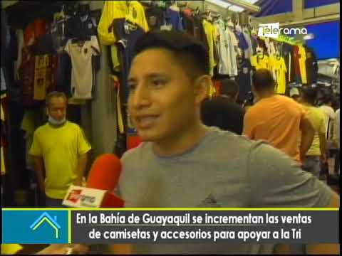 En la Bahía de Guayaquil se incrementan las ventas de camisetas y accesorios para poyar a la Tri