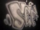 Airbrushed black t-shirt with name