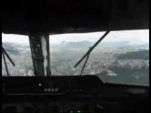 TAME Fokker 28 landing in Quito