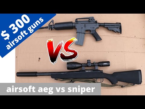 $ 300 Airsoft AEG vs $300 Airsoft SNIPER!! wich one has the most range???