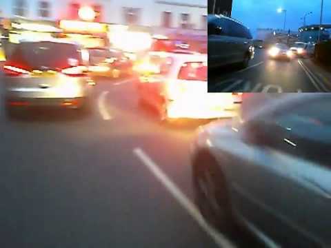 RE12 NXX Overtakes Into Traffic Queue And Is Passed Immediately