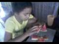young women tugbungan ward =)jhazzel n stef eating watermelon