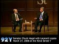 Senator Chuck Hagel at the 92nd Street Y