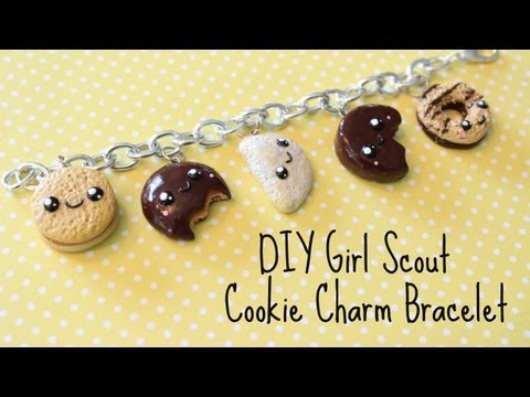 charm - Yum, Girl Scout cookies! This kawaii charm bracelet is the perfect accessory for a day of cookie-selling, and the iconic treats make for year-round cute as w...