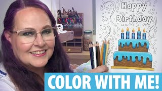How to Color a Birthday Cake with Colored Pencils 