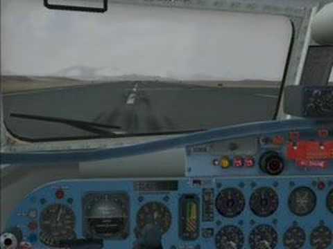 Cockpit view of YS-11 landing at ...