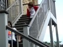 sliding down the steps