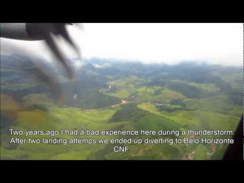 Juiz de Fora - Pouso num ATR-72 da Azul/Trip no aeroporto da Serrinha de Juiz de Fora, MG. JDF é um aeroporto relativamente perigoso pelas nubens baixas e a localização na ...