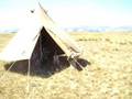 The perfect camp - ww2 bell tent, gramophone and landrover