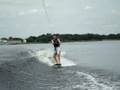 Leigh hangs ten on the wakeboad (17 Sep 08)