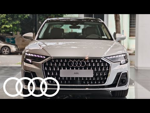 |4K| Chi tiết Audi A8L Luxury Plus (Long Wheel Base) màu Trắng Glacier (White) - nội thất Nâu