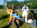 amsterdam based band coparck playing an acoustic show for fans at the side of the road in assen when their tourbus broke down.
