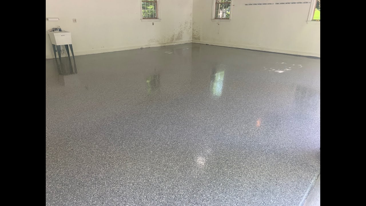 Dark Gray Epoxy Floor With B-716 Flakes Added