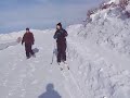 Lanette in Cat Hat trying to ski