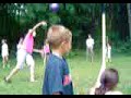 Boys playing ball at church camp