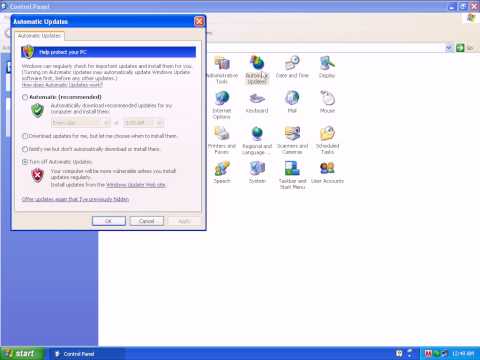 how to turn off automatic updates xp