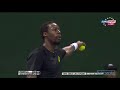 gael monfils has an argument with the umpire regarding a warning for time abuse on his match against philipp kohlschreiber, in doha visit us at: http://bolam...
