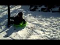 Corbin and Logan sledding Christmas 2009 at the Hedrick lake house
