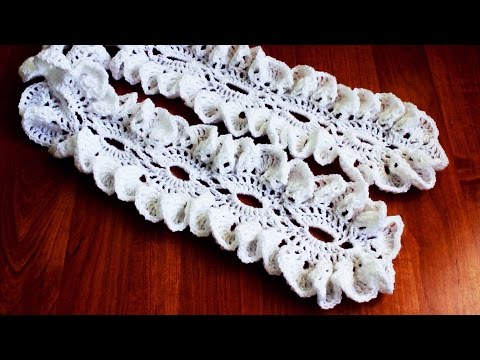Ажурный шарфик с рюшами крючком - DomaVideo.Ru