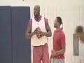 LeBron James hits full court shot with football