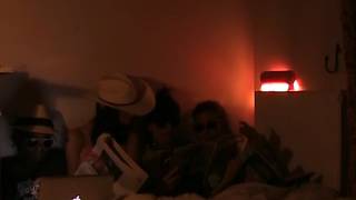  in bed with girlfriends.