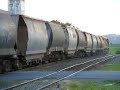 Train hits road surface
